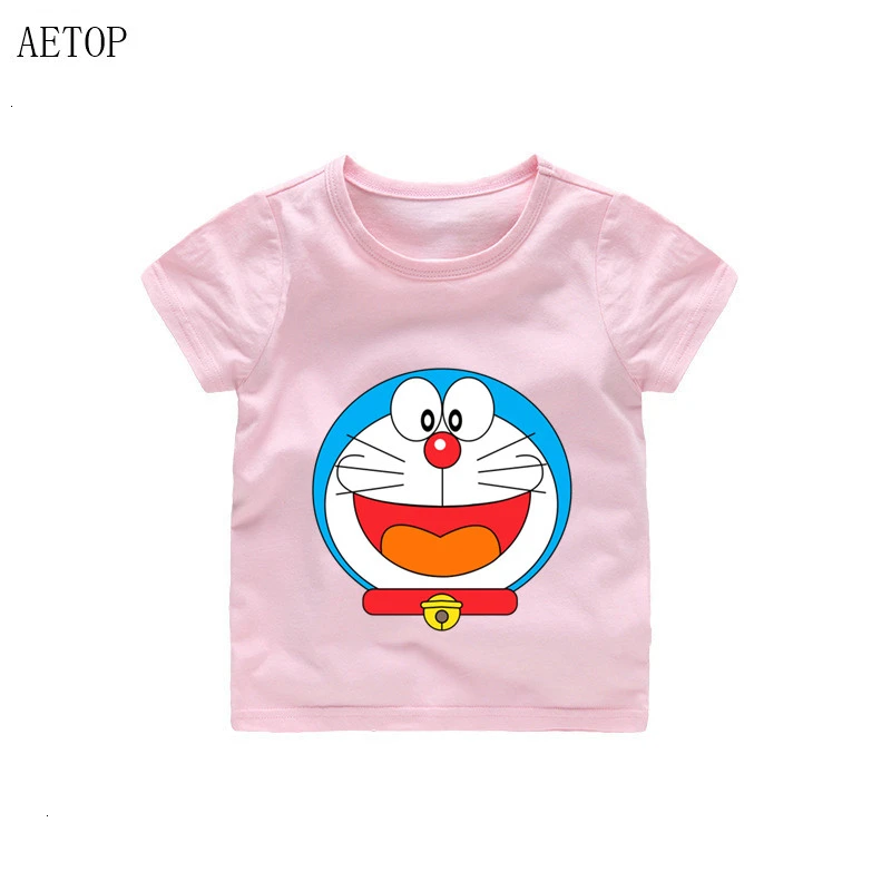 Детская футболка с принтом «Doraemon nobi nobita» для мальчиков и девочек детская футболка из натуральной кожи летние топы для малышей, футболки с рисунками - Цвет: as picture