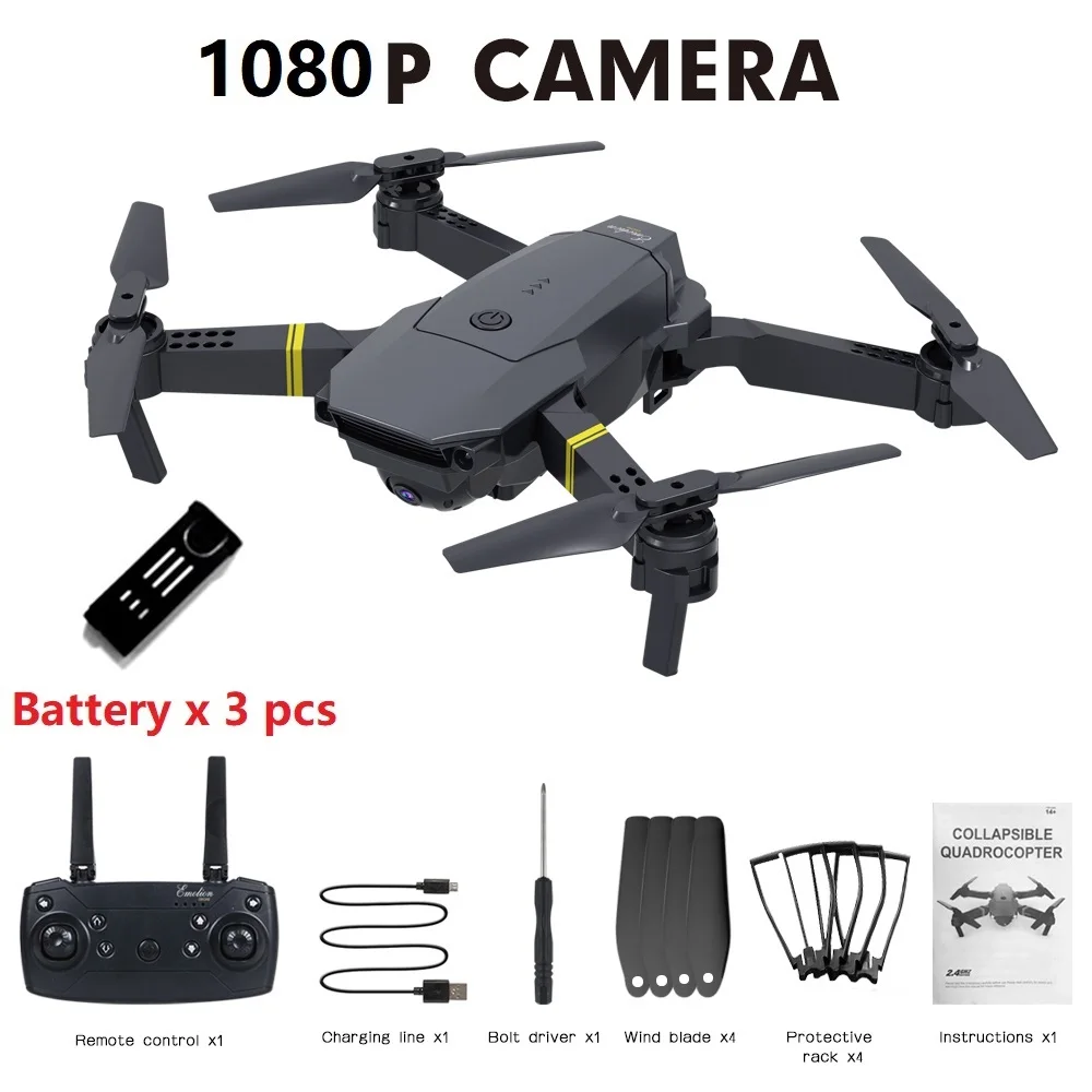 Willkey E58 HD 1080P камера Дрон Wi-Fi FPV с широкоугольным высоким держателем Складная рукоятка RC Квадрокоптер игрушка Дрон RTF с сумкой в подарок - Цвет: 1080P 3 Battery Bag