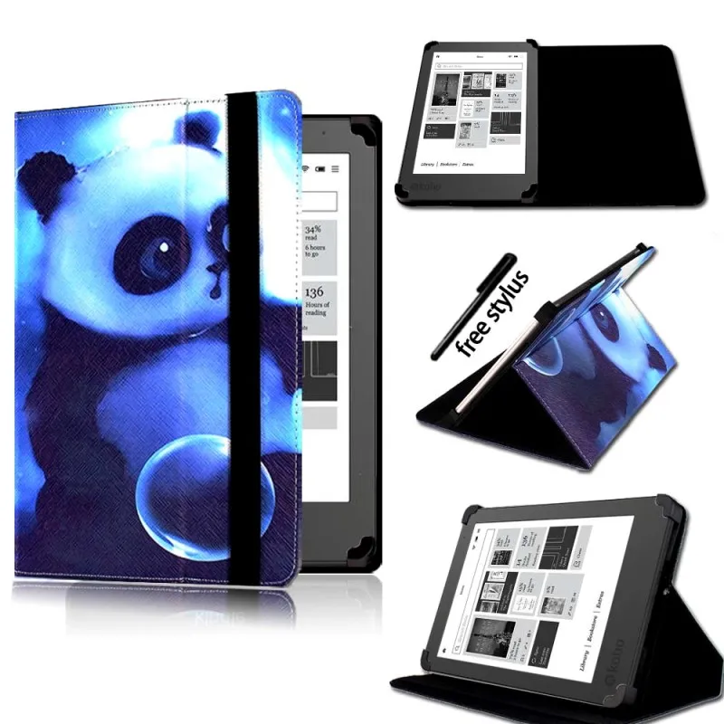 KK&LL для 2013 Kobo Aura " /NEW Aura Edition 2 6" eReader планшет-Кожаная подставка для планшета Folio Smart Cover чехол+ стилус - Цвет: Panda