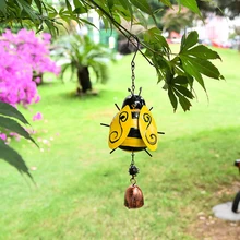 Wind Chime Handmade Painted Bee Wall Window Door Wind Bell Hanging Ornaments Vintage Home Campanula Garden Decoration Crafts