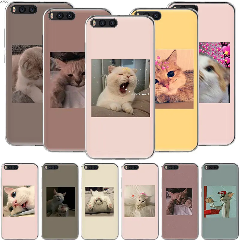 cute pink funny cat art Silicone soft phone Case For Xiaomi Mi Note 10 9T CC9E Pro A3 Lite Play Redmi Note 8T 8A 6 Pro 6A 4X