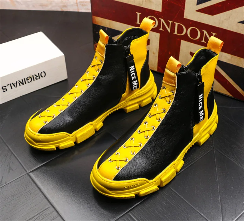 

Fashion Zapatos De Hombre Yellow Ankle Boots Man Slip On Zapatos Para Hombre Suede Leather Botas Hombre Cuero 6#20/10D50