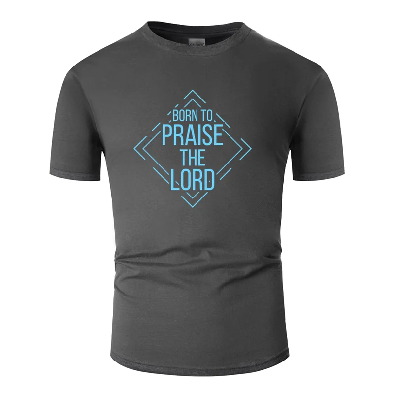 С принтом смешной born to praise the lord любовь футболка Jesus для мужчин, одежда с буквенным принтом, Мужская футболка анти-морщинки топы, футболки