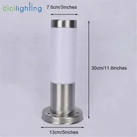Outdoor White PC Frosted Acrylic Shade Pillar Lamp Landscape Corridor Porch Path Post Light Lamp Pillar Bollard Light for Home 2