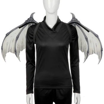 

1Pc Halloween Non-woven Devil Bone Wings Creative Foldable Party Cosplay Wings for Children Adults White (Black Bone)