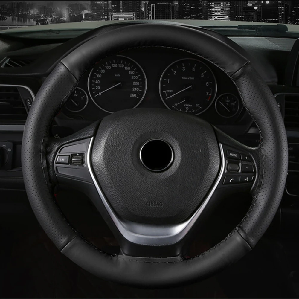 Чехол рулевого колеса автомобиля подходит для Nissan Micra March Pulsar Juke Dualis Qashqai X-Trail Dacia Sandero Logan, duster Lodgy и т. д - Название цвета: Black Black line