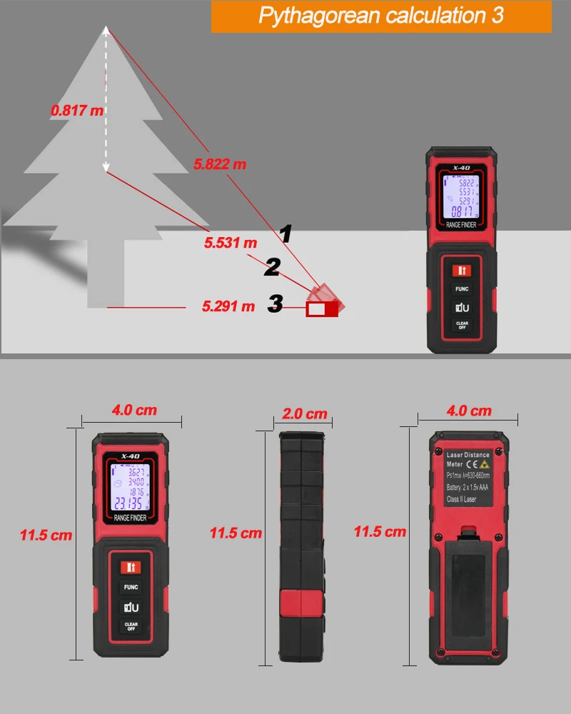 TECLASER Laser Meter Laser Rangefinder 30M 40M50M Digital Tape Measuring Device Distance Meter Digital Range Finder Tape Measure TECLASER Laser Meter Laser Rangefinder 30M 40M50M Digital Tape Measuring Device Distance Meter Digital Range Finder Tape Measure