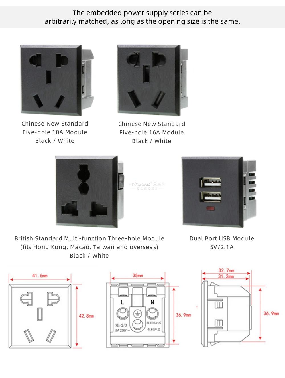 AVSSZ Desktop-Informationsbox, 86-Panel-Modul, Multimedia-Aluminiumlegierung, 1/2/3/4-Loch-Leerplatte, passend für D-Typ XLR-RCA – Detail 29
