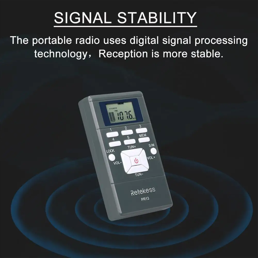 10 шт. RETEKESS PR13 радио FM стерео DSP портативный Радиоприемник цифровые часы для обучения церковной конференции