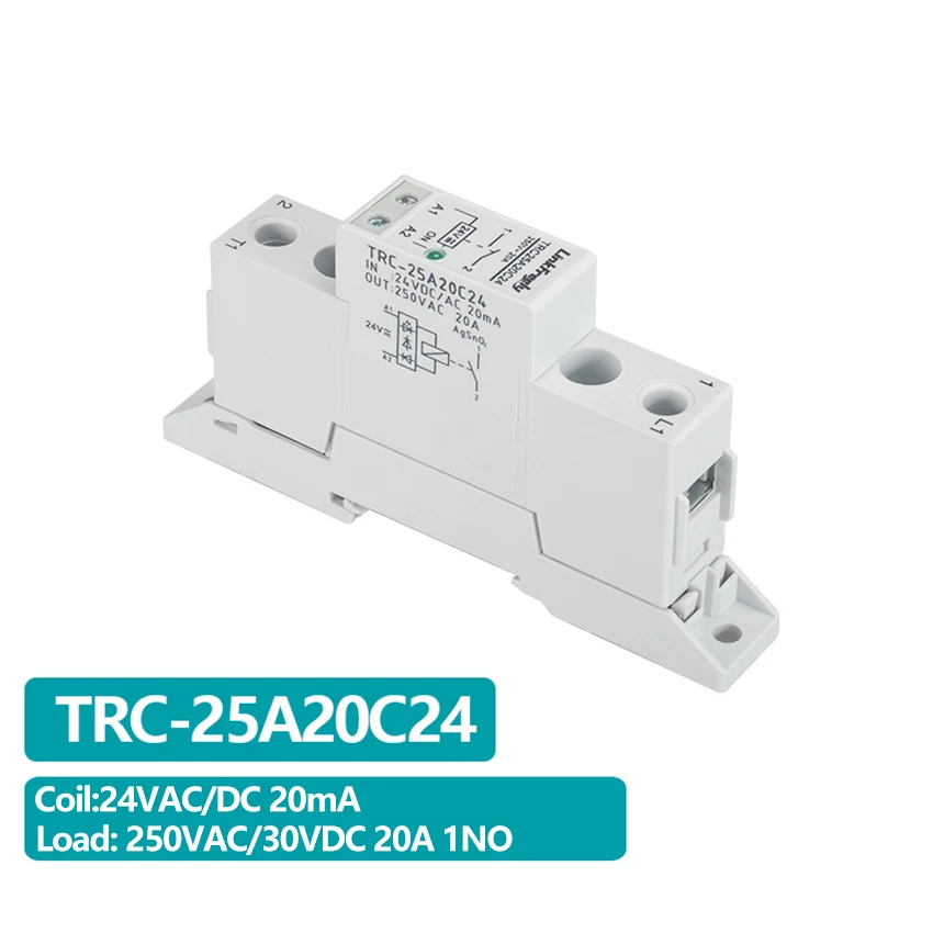 TRC 25A20C24 реле высокой мощности вход на din рейку 24VDC/AC 20mA выход 250VAC 20A