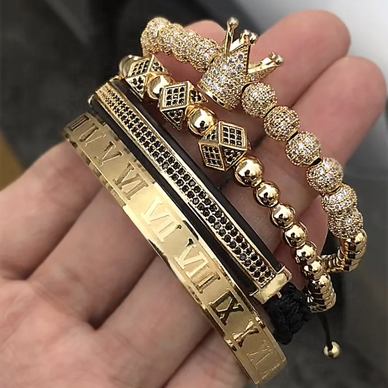 Hot Sale Classical Handmade Braiding Bracelet Gold Color Hip Hop Men