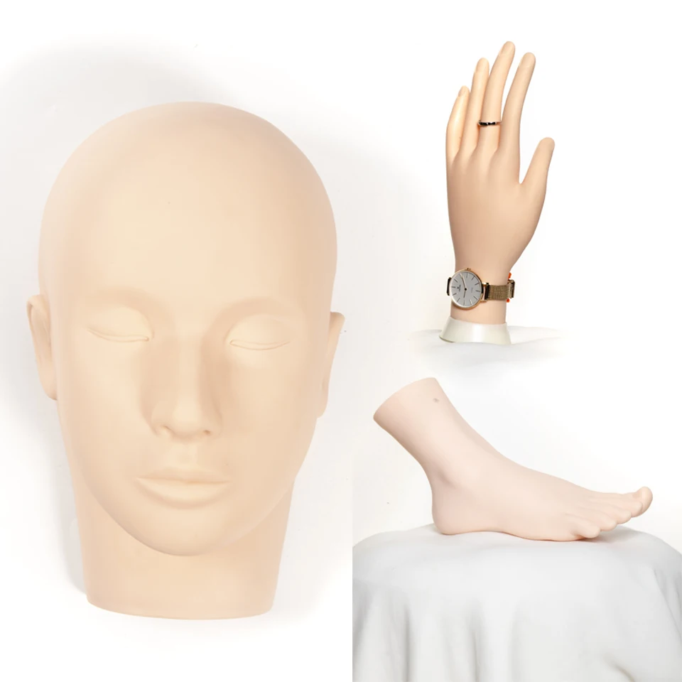 

head for makeup dummy mannequin head for eyelashes and make-up soft pvc manikin hand foot and head