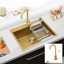 304 раковина из нержавеющей стали, кухонная раковина с водопроводом, нано раковина, утолщенная Золотая раковина с одним слотом, раковина wx11191820