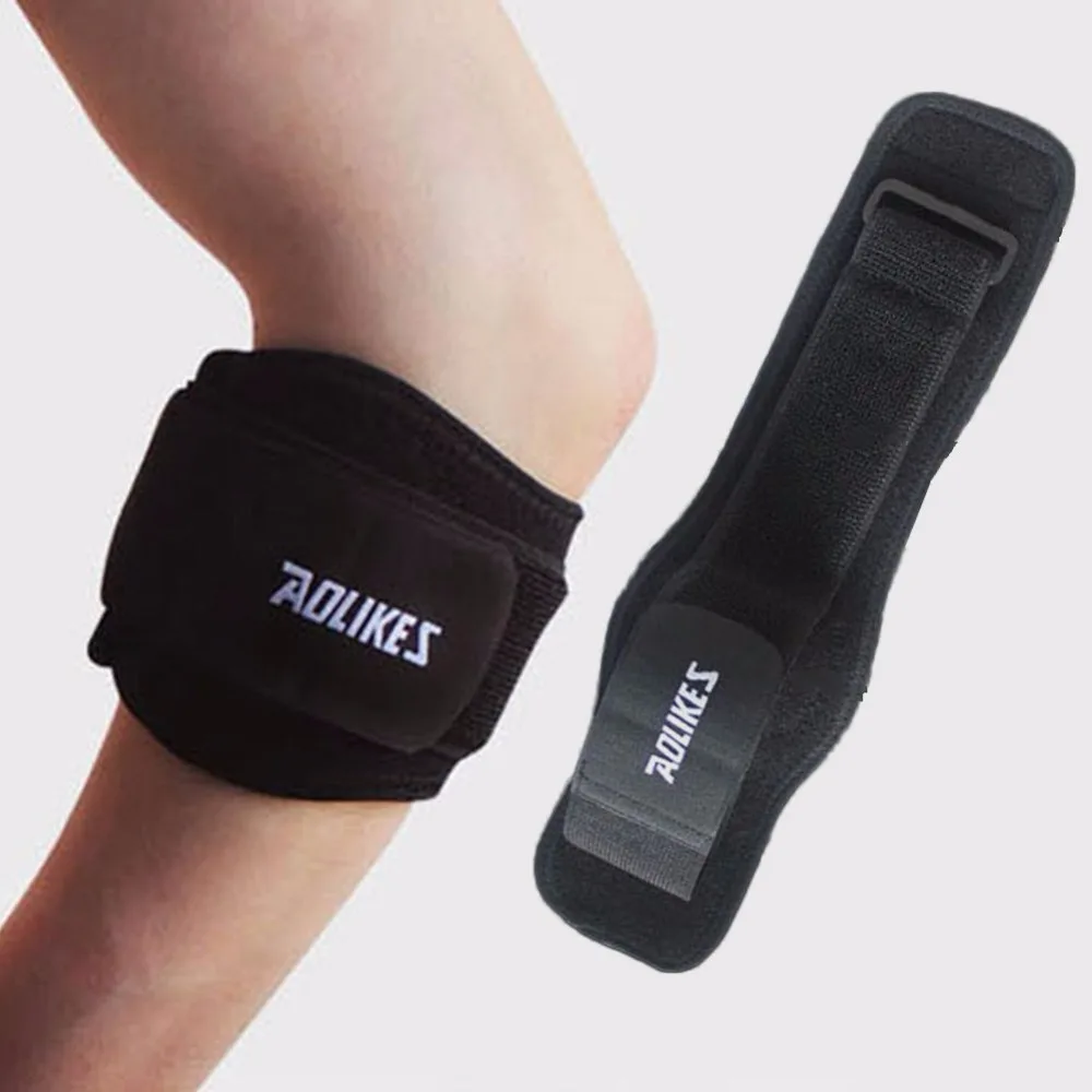 

Adjustable Fitness Elbow Support Strap Pad Rubber Sport Golf Pain Black Color for healing prevention of sporting Ahr029