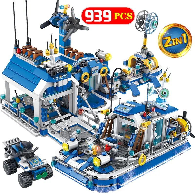 

959 Pcs Military Forest Police Station Building Blocks Compatible City Police Series Figures Bricks Education Toys for Kids