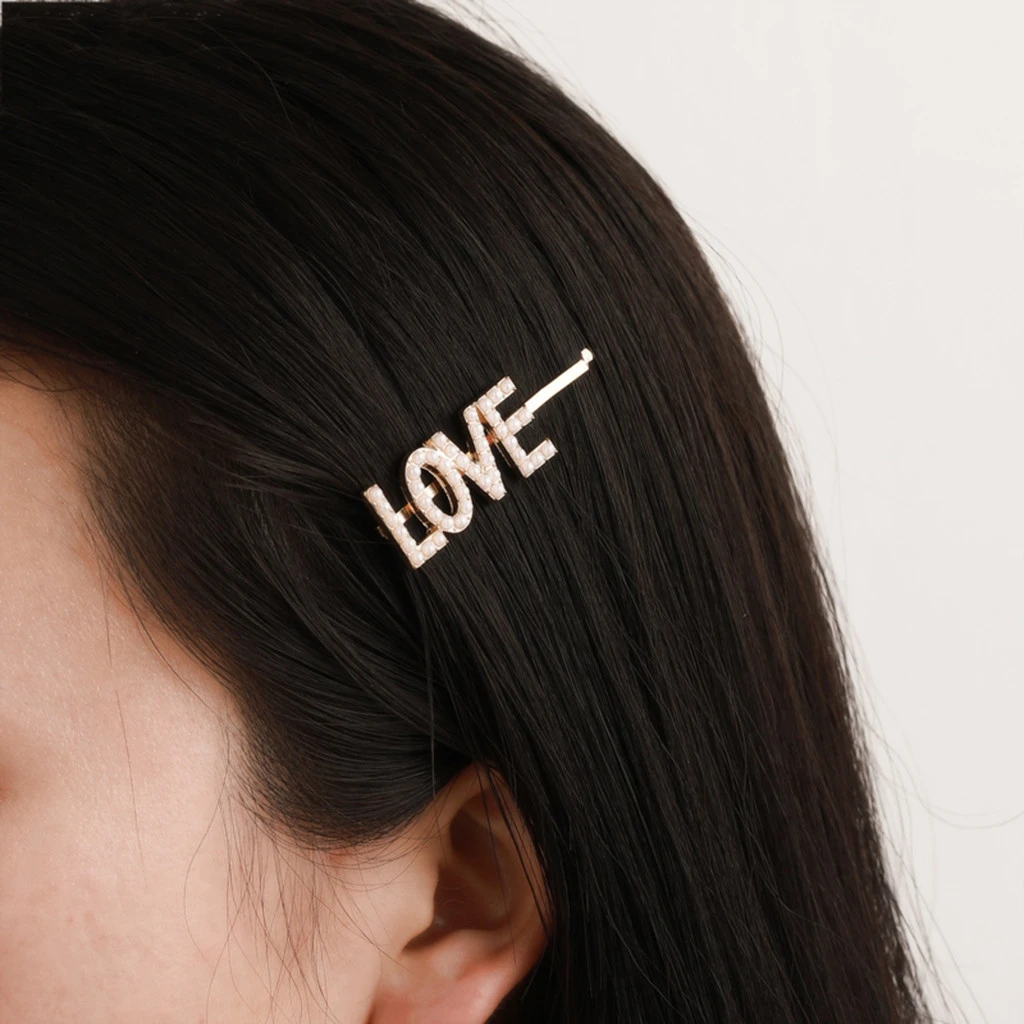 Korean Design English Alphabet Pearl Clip Retro Hairpin Headdress Hair Clip Girls Adult Metal Barrette Hair Accessories 917