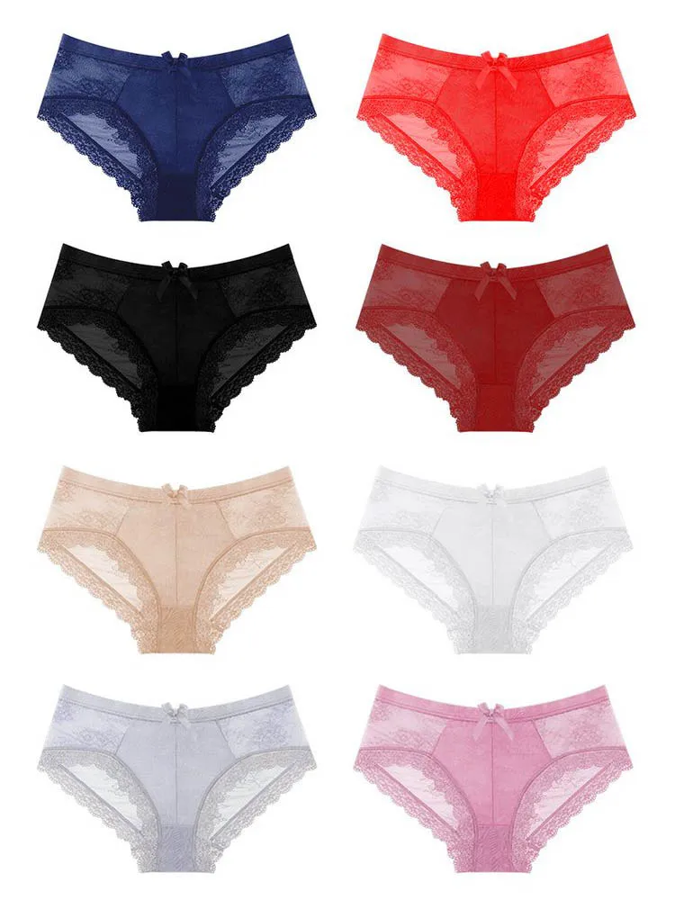 CINOON Sexy Lace Transparent Underwear Plus Size Panties  Tempting Pretty Briefs High Quality Low Waist Women's Underpants (12)