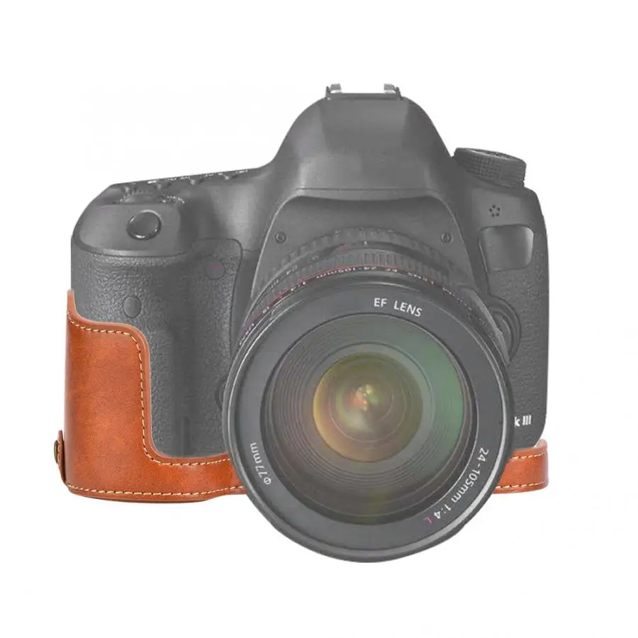 Портативный чехол для камеры из ПУ с полукорпусом для камеры Canon 5D4 s с батарейным отсеком с 1/4 дюймовым винтом для штатива для камеры