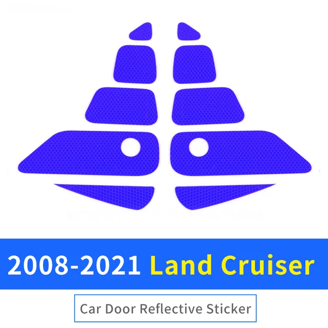 Car Door Safety Reflective Warning Stickers Toyota Land Cruiser 200 Modification Accessories LC200 Car Body Anti-Collision Blue