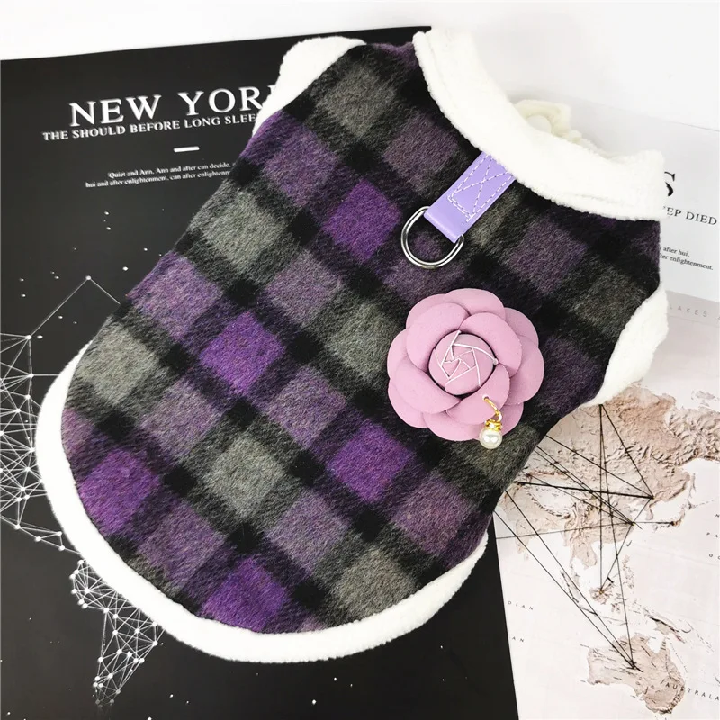 

INS Wind Autumn And Winter plus Velvet Pet Clothes Traction Dog Clothing Small Dogs Warm Cotton-padded Clothes Pet Supplies