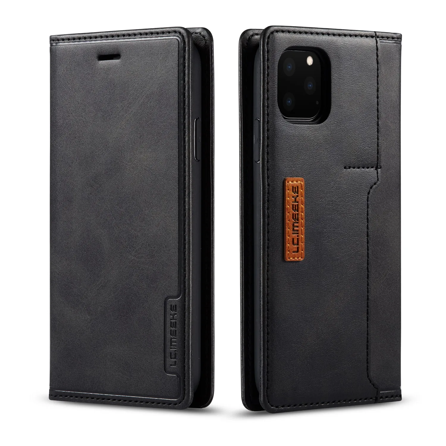 Для Iphone 11 Pro Max чехол с откидной крышкой для Iphone 11 11pro 5,8 6,1 6,5 X XS Max XR 6 6S 7 8 Plus и кармашком для карточек кожаный чехол-бумажник - Цвет: Черный