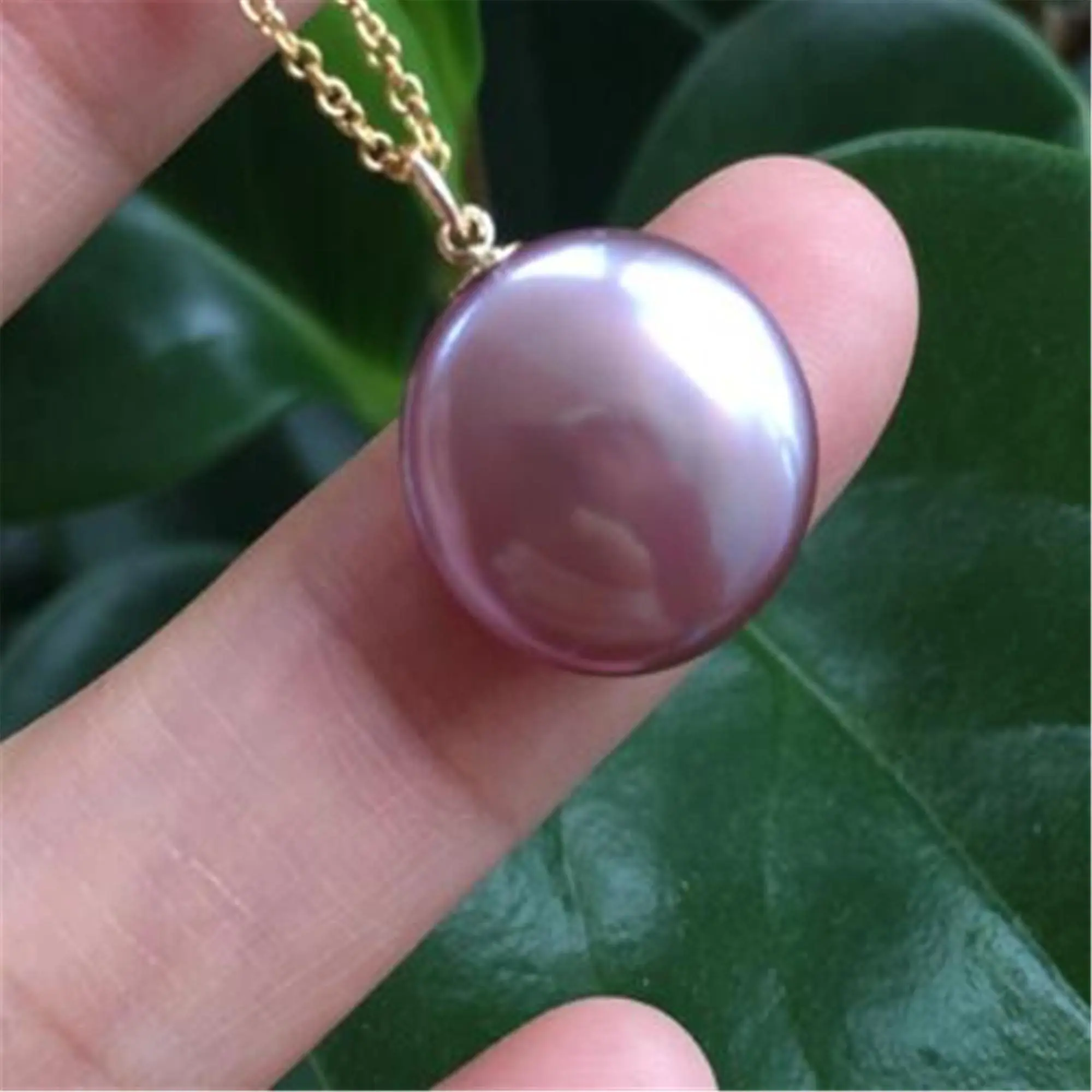 

13-14mm Purple Baroque Pearl Necklace 18K Chain 18 inches Classic Women Chain Accessories