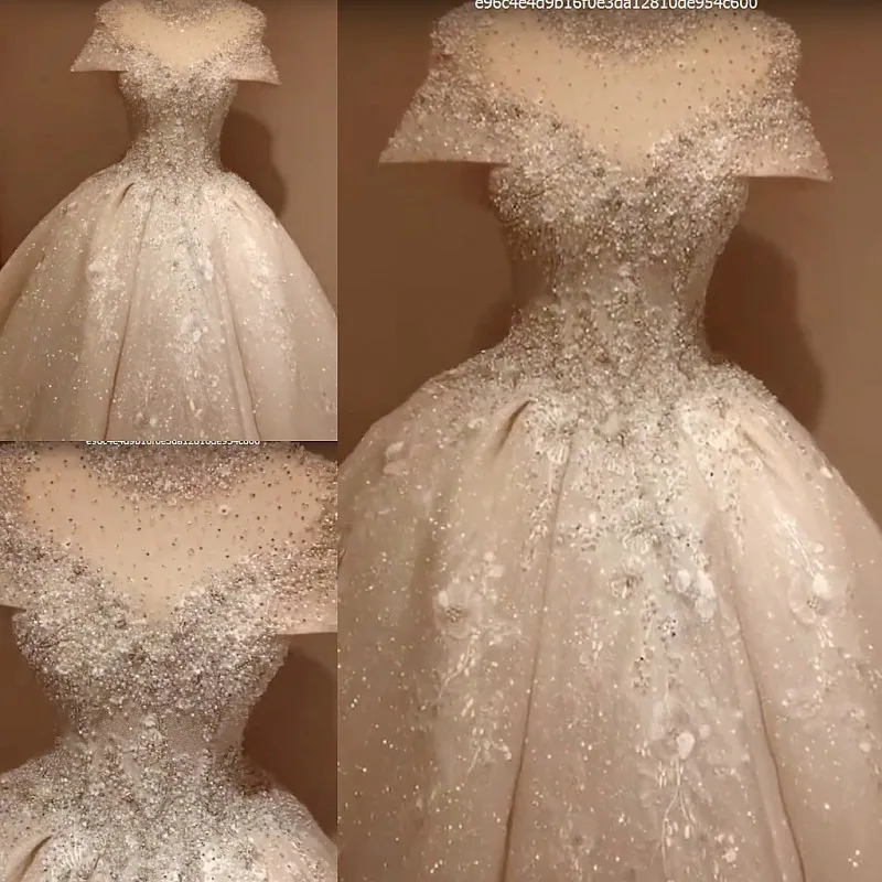 

2019 Bride One Word Shoulder Korean Self-cultivation Thin Concise Luxurious Tailing Wedding Dress A Line