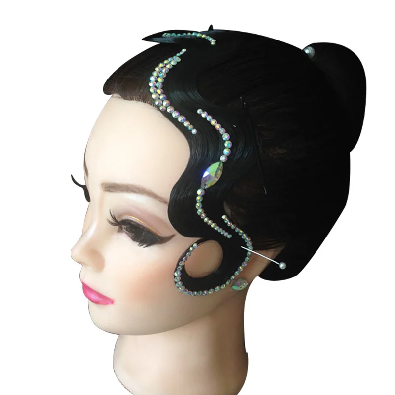 Ballroom dance accessories headpiece Imitation Diamond Waltz Tango Headgear contest Performance Dancewear For women