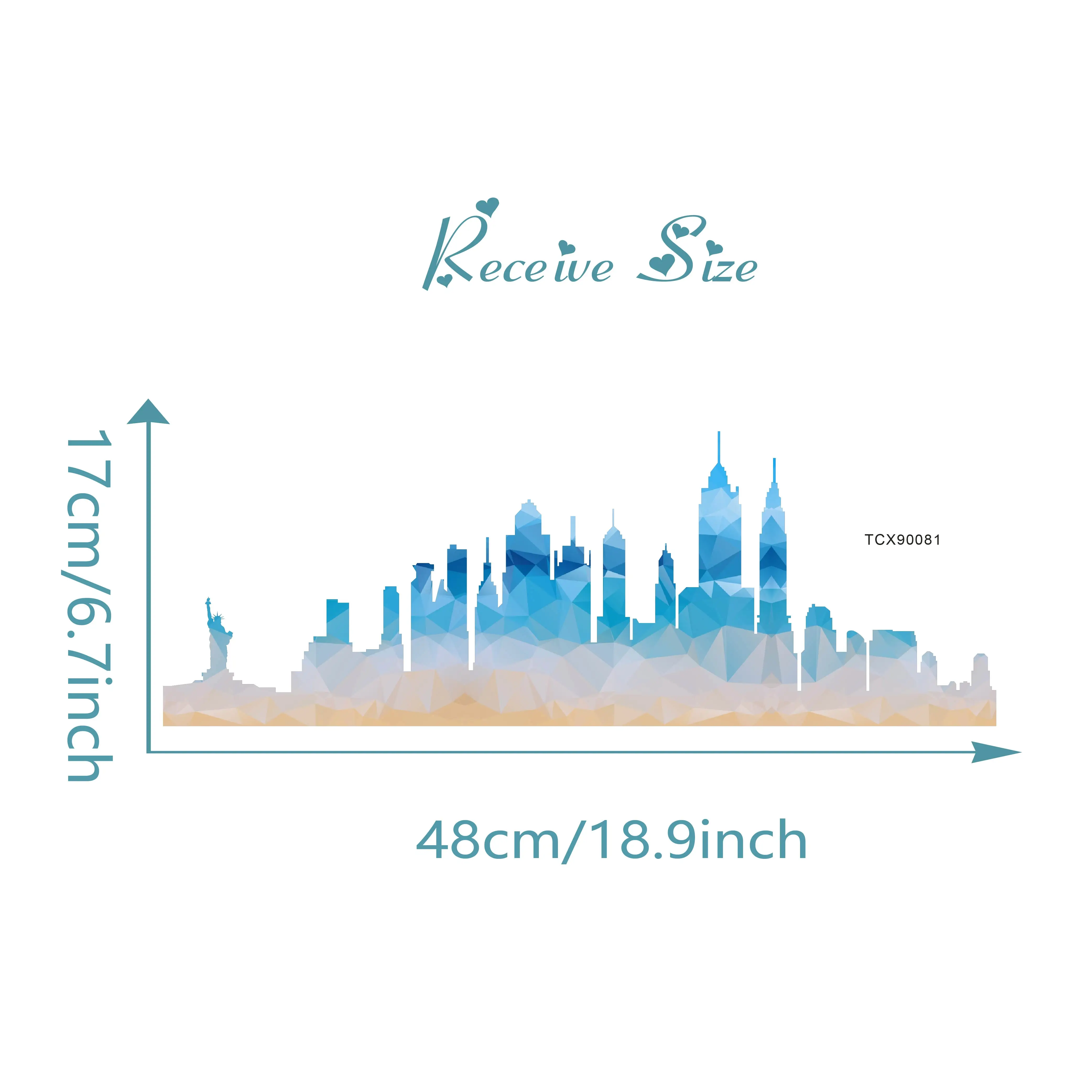 Силуэт Нью-Йорк, горизонт, наклейки на стену для гостиной, декор для спальни, красочная наклейка, виниловая настенная роспись, домашний декор - Цвет: TCX90081