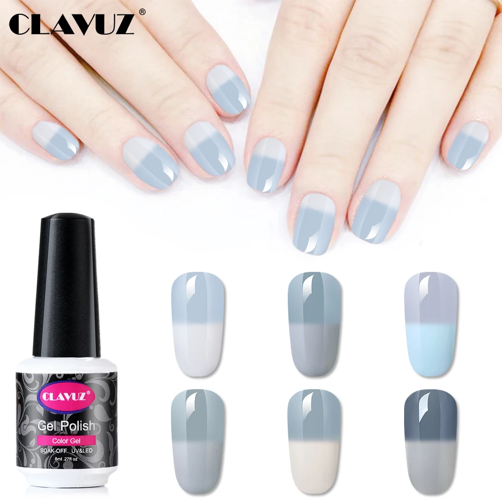 

CLAVUZ Gray Temperature Color-changing Gel Nail Polish UV LED Soak Off Nail Art Varnish Nail Art Design Polish 8ML