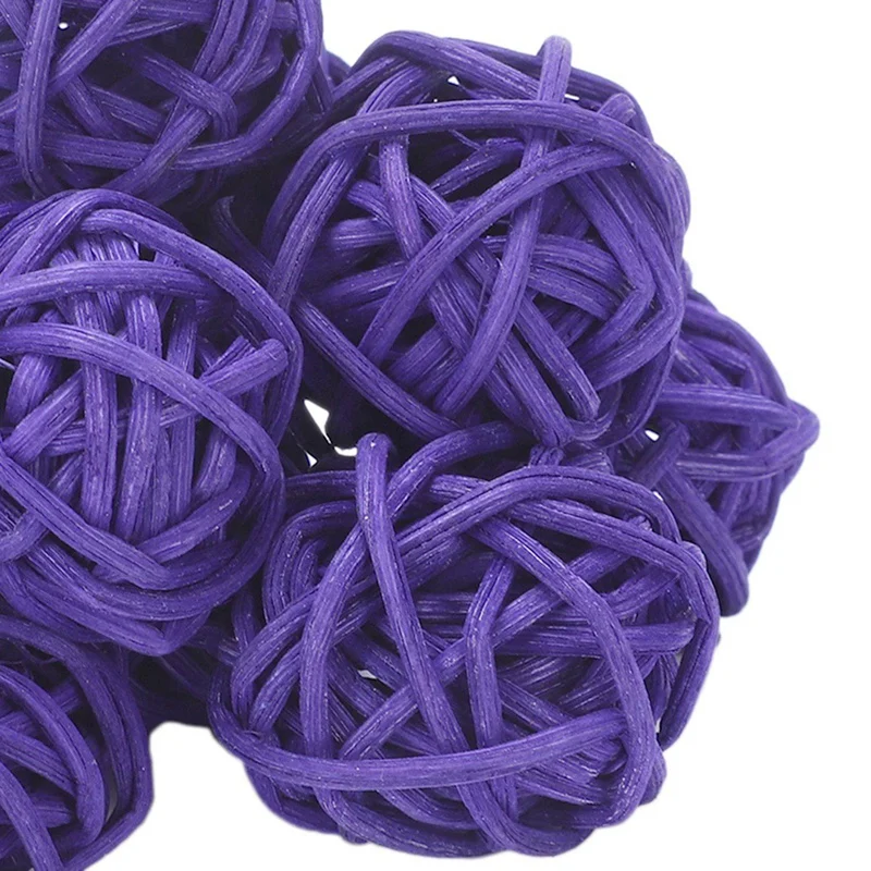 24 Pcs 3cm Rattan Wicker Ball for Garden, Wedding, Party Decoration(Deep Purple&Orange