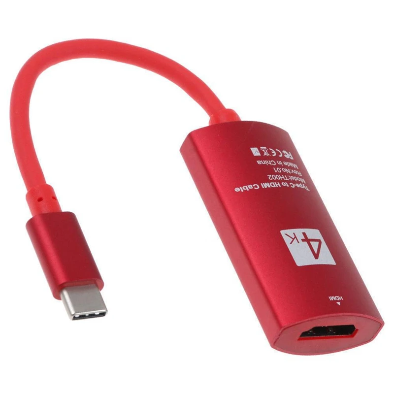 Тип C к HDMI Женский видео кабель адаптер конвертер для MacBook samsung Galaxy S8 S9 s10+ Note8 9 Note10+ SONY htc LG G5 к телевизору - Цвет: Red
