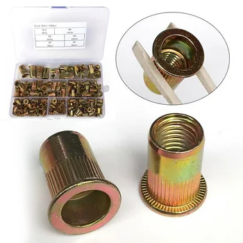 

200pc Mixed Rivet Nut Zinc Steel Insert Nutsert Threaded M3/4/5/6/8/10 (6 Sizes)