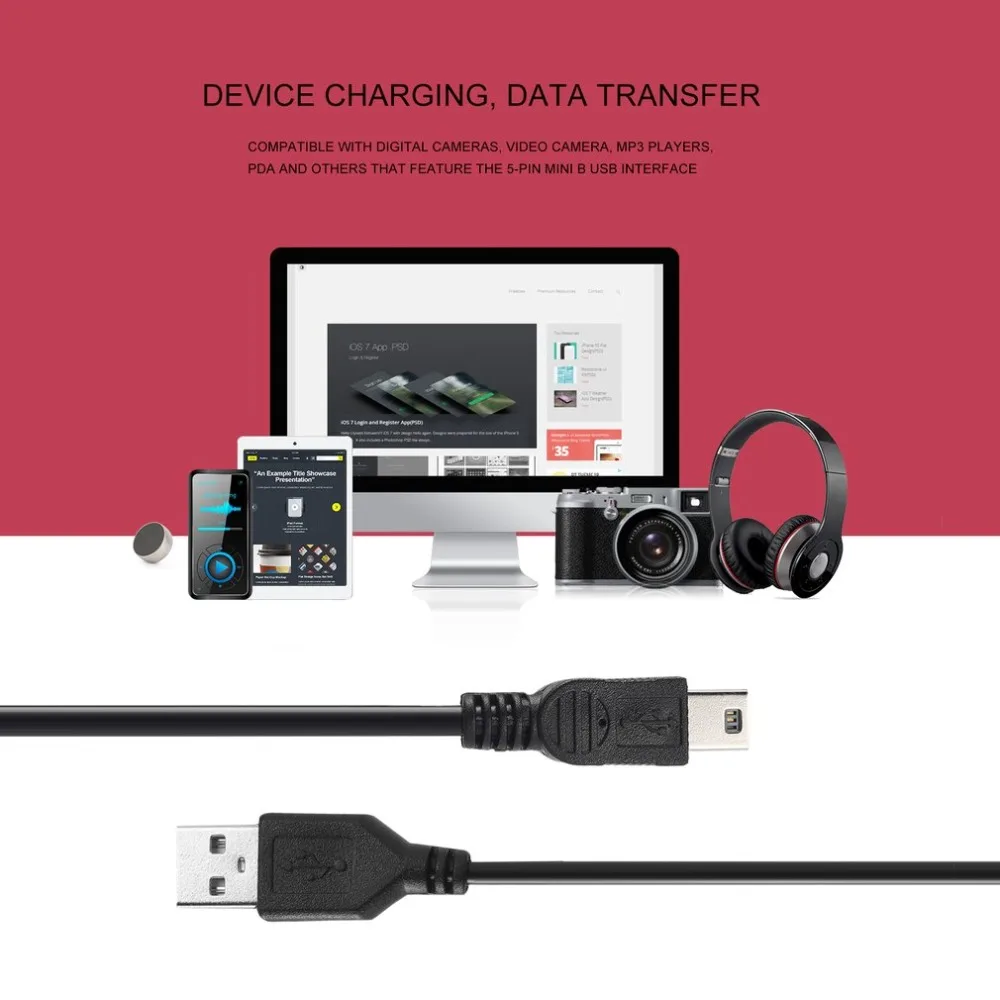 1 шт., кабель с горячей заменой, USB 2,0 Тип A, штекер для Mini B, 5-контактный разъем, USB кабель, USB шнур, новинка, Горячая Акция