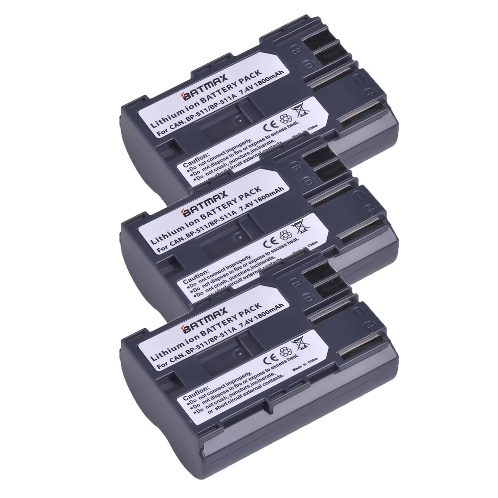 2 шт. BP-511 BP511 BP 511 BP-511A Батарея akku емкостью+ Зарядное устройство для Canon G6 G5 G3 G2 G1 EOS 300D 50D 40D 30D 20D 5D MV300i цифровой Камера - Цвет: 3battery