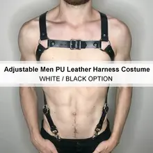 Регулируемый искусственная кожа ремни подтяжки ремень мужской танцевальной одежды для тела Связывание вечерние костюм белый/черный одежда аксессуары