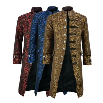 

Men Edwardian Steampunk Trench Coat Frock Outwear Vintage Prince Overcoat Medieval Jacket Cosplay Costume