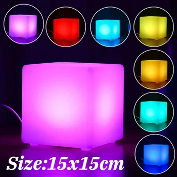 

RGB LED Light 15cm Cube Seat Chair Waterproof Rechargeable LED Lighting + Remote Control for Bar Home Garden Party Event Decor