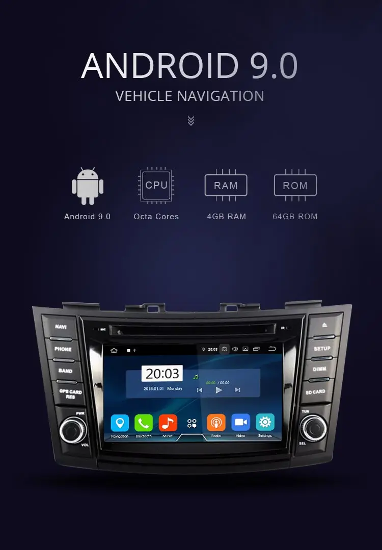 Perfect JDASTON 2 DIN Android 9.0 Car DVD Player For SUZUKI SWIFT 2011 2012 2013 2014 2015 Multimedia GPS Radio Stereo 4G+64G Octa Cores 0