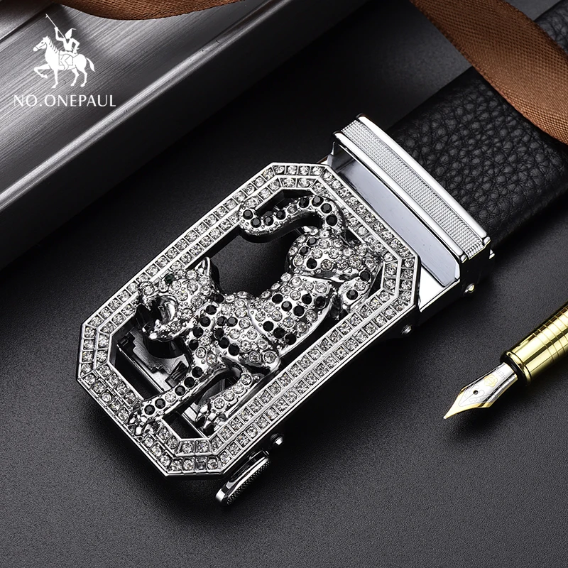 

NO.ONEPAUL Fashion Men Zodiac Automatic Men 3.8cm Width Designer Belts Men High Quality Leather Men's Belts Cow Leather Luxury
