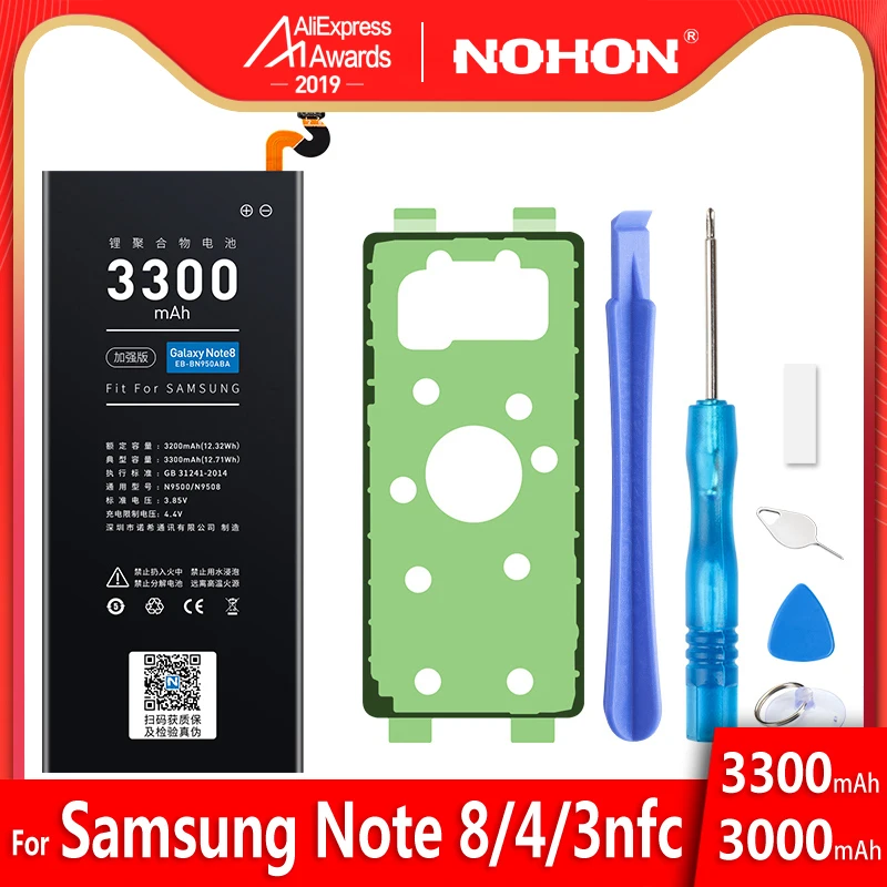 Nohon Аккумулятор для samsung Galaxy Note 8 4 3 NFC батарейка Note3 NFC N9000 N9005 N9006 Note4 N9100 N910X N910F Note8 N9500 N9508 N950F батарея