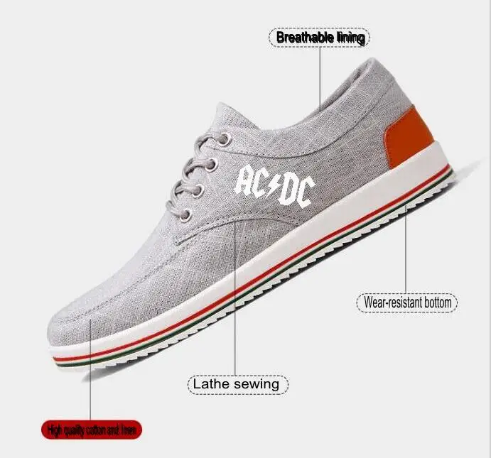 

New ACDC men's flat shoes, high quality casual large size handmade canvas soft shoes for men