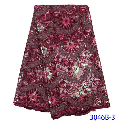 Высокое качество кружева с блестками африканская кружевная ткань последние французские кружевные ткани свадебные кружева для нигерийских вечерние платья YA3046B-1 - Цвет: Picture 3