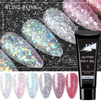

Shiny Nail Acrylic Glitter Crystal UV LED Builder Gel Tips Enhancement Slip Solution Quick Extension Varnishes