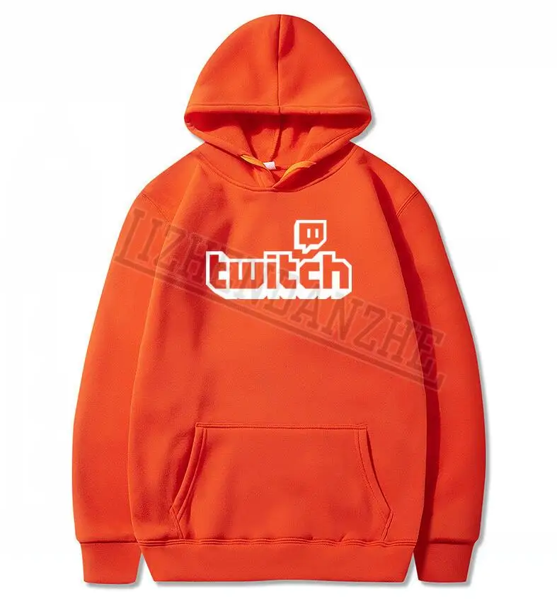 Twitch мужские толстовки Channel Back персонализированные повседневные мужские брендовые Футболки размер Game игра женские толстовки с капюшоном топы - Цвет: Оранжевый