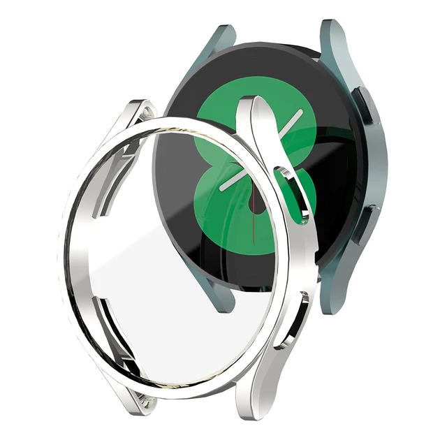 Protective Case for Samsung Galaxy Watch 4 40mm 44mm, Soft TPU Cover Bumper Full Screen Protector for Galaxy Watch4 Accessories Silver