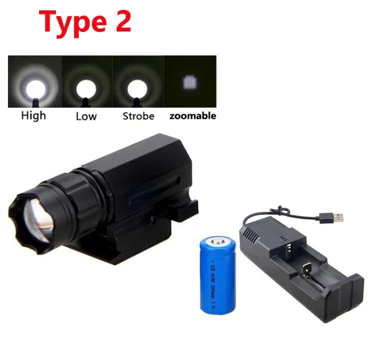 3000lm Xpg-q5 LED Rail Mount Flashlight Gun Light 20mm Weaver Picatinny Torch for sale online 