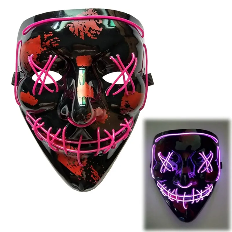Светодиодный маскарадный костюм для Хэллоуина, маски для очистки, маски для туши, маскарадный костюм, DJ, вечерние светящиеся маски, 12 цветов - Цвет: Z