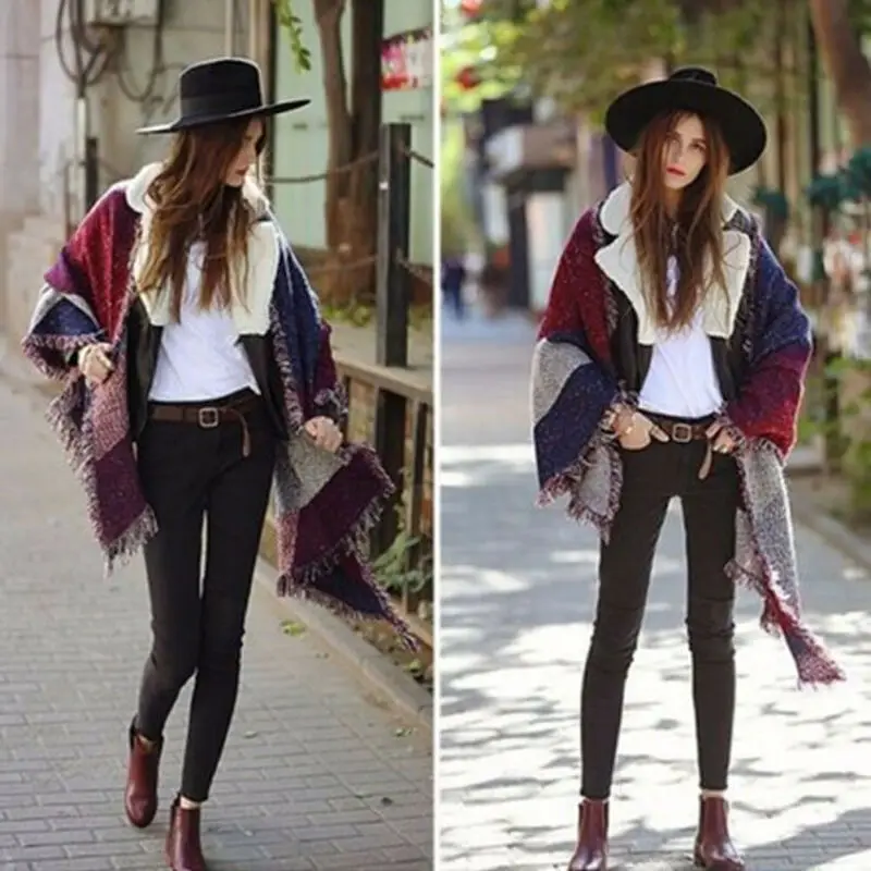 Зимние теплые модные большие шарфы женские толстые длинные кашемировые зимние