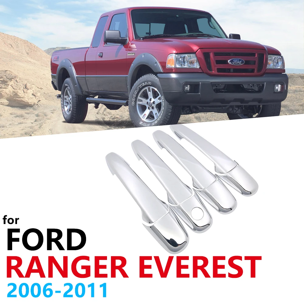 Chrome Handle Cover for Ford Ranger Everest 2006 2007 2008 2009 2010 2011 Car Trim Set Handles Accessories Stickers Silver gloss |